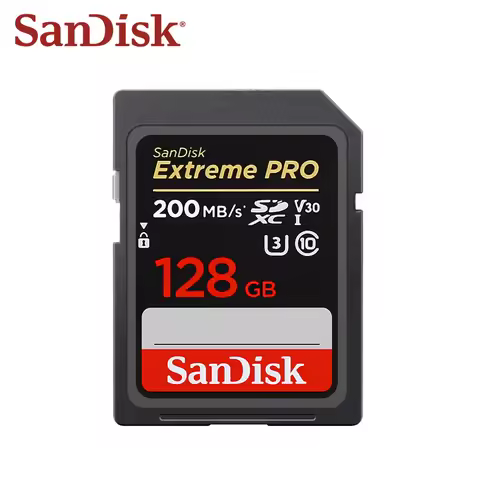 100% Original SanDisk Extreme PRO SD Card 128GB 64GB Class 10 SDXC Memory Card Max 200MB/s for SLR C