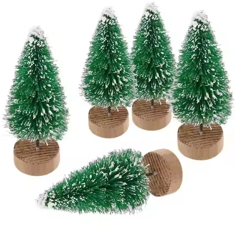 10 Pcs 4.5cm Decorated Christmas Tree Fake Pine Tree Mini Artificial Christmas Tree Santa Snow Navid