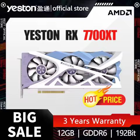 7700xt rx 7700xt rx7700xt yeston graphics card 12GB 192bit GDDR6 Video Card 12GB Sakura placa de vid