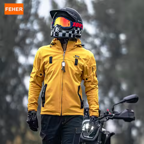 FEHER All Seasons Motorcycle Jacket Waterproof Motorbike Casual Jackets Unisex with CE Protective Ge