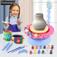 FOREVERGO USB Electric Pottery Wheel Machine Mini Pottery Making Machine DIY Craft Ceramic Clay Pottery Kit With Pigment Clay Kids Toy B3S6