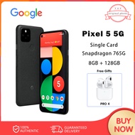 Google Pixel 5ปลดล็อคซิมเดียว + ESIM 5G โทรศัพท์มือถือ Snapdragon 765G 4080 MAh 8GB + 128GB NFC เดิม