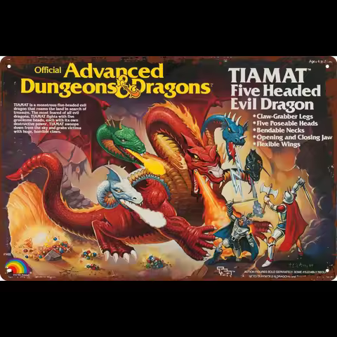 Vintage Dungeons Dragons Tiamat Dragon Metal Tin Sign x Retro Man Cave Wall Decor Art Perfect for Ho