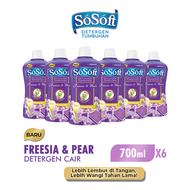 [Paket isi 6] SoSoft Deterjen Cair Freesia & Pear Botol 700ml