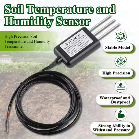 High Precision Soil Temperature Humidity Sensor Probe RS485 Output OEM 2M-12M Soil Moisture Detector