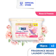 Breeze 3in1 Fragrance Beads Laundry Capsule Rose & Freesia 16pcs x 3