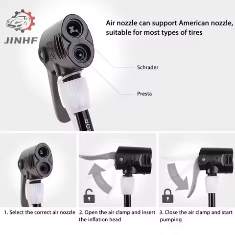 1PC Bicycle Pump Nozzle Hose Adapter Dual Head Pumping Parts Service Accessories F/V Service A/V Sch