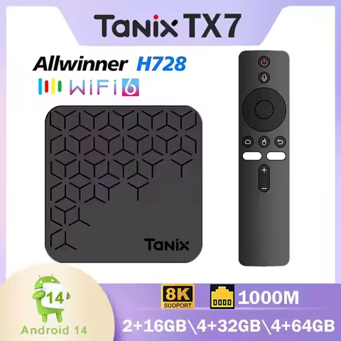 TANIX TX7 TV BOX Android 14 Allwinner H728 Octa Core 4G 32G 64G Support 4K 8K 1000M LAN Wifi6 BT5.X 