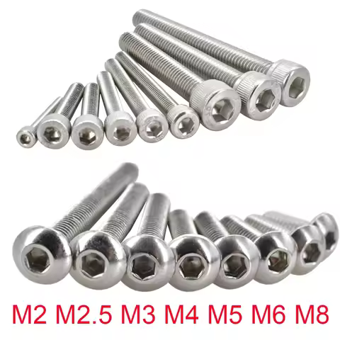 304 A2 Round Stainless Steel ISO7380 Allen Bolt DIN912 Hexagon Hex Socket Head Cap Screw M2 M2.5 M3 