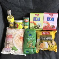 清屋壽桃 牌兒童麵細露面、燕麥片、玉米罐頭，獅球嘜芥花籽油，蝦膏