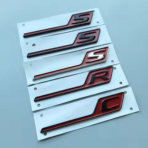 Black Yellow Red Long Underline S R C Badge ABS Car Emblem for C63S E63S GTS GT63S GLC63S A45S CLA45