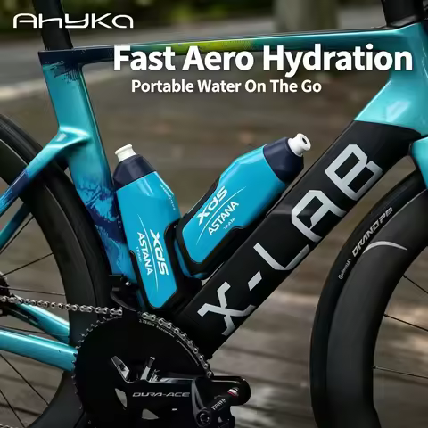 AHYKA Pro Aerodynamic Water Bottle Set, XDS Astana Team Edition Cycling Bottle With Bottle Cage For 