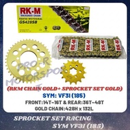 Sprocket Set 428 SYM Vf3i (185) Chain RKM Gold (Sekali Rantai RKM)