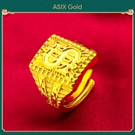 ASIX GOLD Ring for Men Fortune Lucky Big Ring Gold 916 Original Bangkok Gold