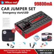 99800mAh 12V Car Jumper Car Power bank Car Tyre Air Pump Starter Booster Portable USB Battery Phone Charger Car Emergency Start  jumper kereta powerbank kualiti jump starter