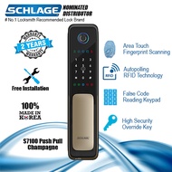 Schlage S7100 Push/Pull Digital Door Lock Fingerprint, Pin Code ,RFID Card, Override Key for wood door (Include Installation)
