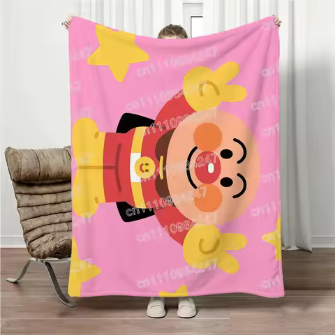 2026 Summer Cute Anpanman Print Baby Blanket Soft Flannel All Season Nap Blanket for Kids Toddler Me