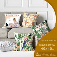 Sofa Cushion Cover PRINT GARDEN BONJOUR MOTIF 40x40 cm Kinfolk Aesthetic Woman