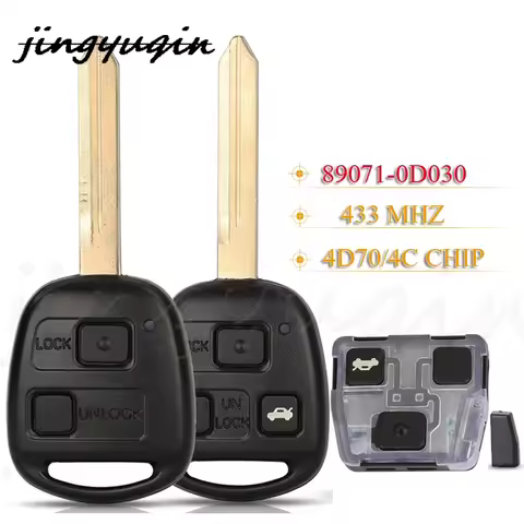 jingyuqin 2/3Buttons Smart Remote Car Key Fob 433MHz 4D70 4C Chip P/N: 89071-0D030 For Toyota Yaris 