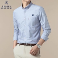 Brooks Brooks Brooks บราเธอร์สเสื้อผู้ชายแขนยาวฤดูใบไม้ผลิและฤดูใบไม้ร่วงผ้าฝ้ายปั่นสไตล์ไทด์
