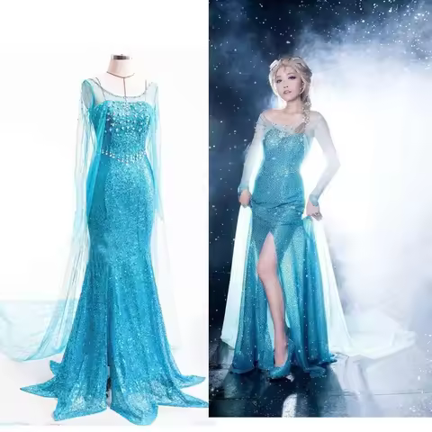 Halloween Frozen cosplay Elsa princess dress adult costume for role-playing performance