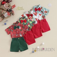 BAGA-2pcs Christmas Clotehs Set for 6 Months-4 Years Baby Boy Santa Claus Print Shirt + Shorts