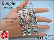 Bangle Silver For Men 925s (Lebar1.2cm)Dewasa Rantai Tangan）
