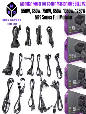 PCIe 8Pin/CPU 4+4P/5P to SATA/Molex IDE/24Pin Power Cable for Cooler Master MWE GOLD V2/MPE 550W, 65