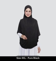 Tudung Hitam Labuh Berdagu Moscrepe Awning Scuba/ Tudung Umrah / Handsock/ Niqab