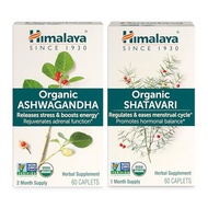 Himalaya Organic Ashwagandha for Energy Support PLUS Organic Shatavari for PMS, Menstrual Cramp Reli