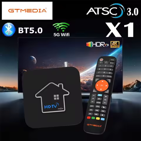 GTMEDIA HDTV Converter X1 ATSC3.0 TV Box 2GB+32GB Dual Band WIFI 4K Media Player TV Box BT 5.0 Set T