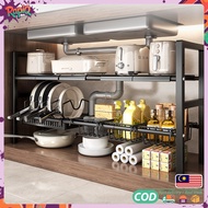 Under Sink Rack Rak Dapur Expandable Kitchen Organizer Stainless Steel Almari Dapur Rak Pinggan