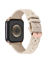 1入裝蘋果手錶錶帶，適用於蘋果手錶Ultra 2 1 Se S9 8 7 6 5 4 3 2 1 系列男女通用38mm40mm41mm42mm44mm45mm49mm時尚大品牌創意設計鑽石紋路紋理柔軟舒適透氣杏色皮革手錶帶