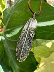 手作銀飾—925純銀 手雕羽毛造型墜飾 純銀羽毛 羽毛飾品