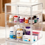 Medicine Cabinet Double Magnetic Door 4-Layer Transparent Storage Size 30*25*40 Cm. Storage Cabinet