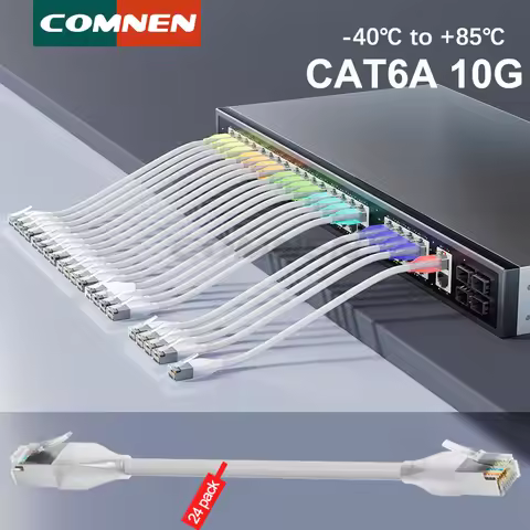 24 Pack Shielded FTP Cat6a 10G Lighting Patch Cords 0.1m 0.2m 0.3m Network Patch Cable for Server Sw