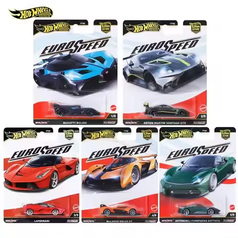 Hot Wheels Premium FPY86-L Europe Speed Series,Ferrari LaFerrari Bugatti Aston Martin Model Car, 1:6