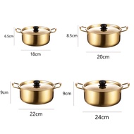 Alechaung หม้อเกาหลี หม้อมาม่าเกาหลี หม้อทองเหลือง korean pot สำหรับต้มมาม่า รามยอน ใช้กับเตาแก๊ส เต