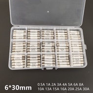 75pcs Ceramic Fuse 6mm x 30mm 0.5A 1A 2A 3A 4A 5A 6A 8A 10A 13A 15A 20A 25A 30A Fuse Assortment Kit 