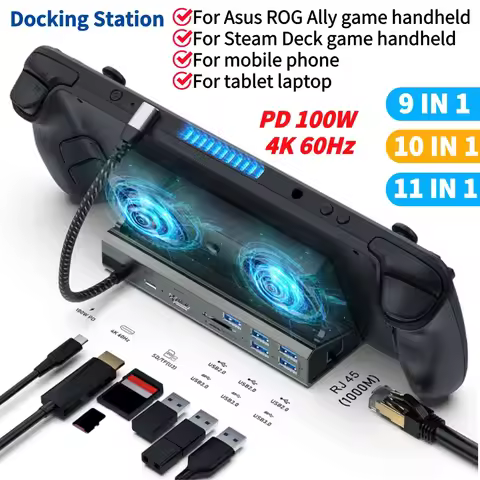 TV Base Stand HDMI-Compatible Dock Console Hub 4K 60Hz USB C Docking Station Gigabit Ethernet 1000Mb