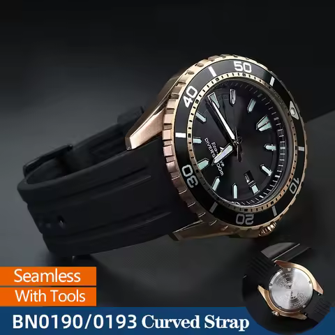 22mm Rubber Curved Watch Strap for Citizen Light Kinetic Energy BN0190 BN0191-80LBN-17E Diving BN019