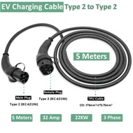 [dianc] Sales EV Car Charging Cable 22KW Type 2 to Type 2 Mode 3 32A Three Phase EU Mennekes for Ele