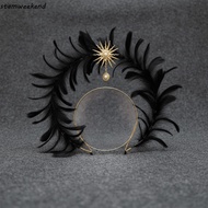 STAMWEEKEND Virgin Mary Queen Tiara, Handmade Dress Up Props Feather Glory Crown Headband, Gothic Vi