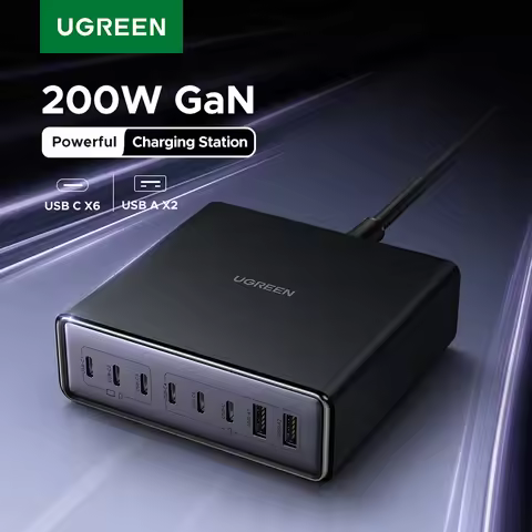 UGREEN 200W GaN Charger 8 in 1 Desktop Laptop Fast Charging Stand For iPhone 17 16 15 Pro Max Macboo