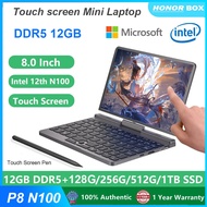P8 Mini Laptop 8 Inch Touch Screen Intel Alder Lake N100 12GB DDR5 WiFi 6 2 In 1 Laptop Notebook Tablet PC Pocket Laptop