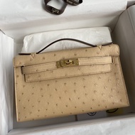 Ostrich HM Pochette Cream GHW