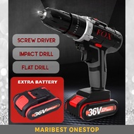 Fox FX-36V Cordless Impact Driver Drill Double Speed Adjustment with 2Pcs 36V Lithium Battery Tool S
