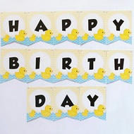 Banner garland bunting flag happy birthday birthday character duck yellow duck ducky ver 2