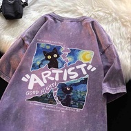 MOMO HOME.SHOP 1 Cotton T-Shirt SXT1218 Men Women Fashion Vintage Striped Letter Cartoon M-3XL