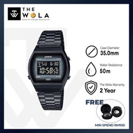 (2 Years Warranty) Casio Vintage Unisex Digital Watch B640WBG-1B Black Stainless Steel Strap